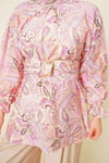 Gold Tokalı Paisley Desen Tunik Pembe