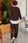 Gömlek Garnili Basic Tunik Kahve