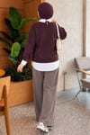Gömlek Garnili Basic Tunik Mürdüm