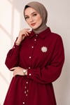 Gömlek Yaka Bel Tünelli İkili Takım Bordo