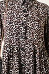 Gömlek Yaka Düğmeli Leopar Tunik Siyah