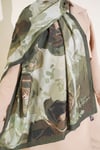 Gül Desenli Bambu Kraş Şal Haki