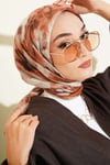 Gül Desenli Soft Eşarp Camel