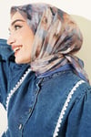 Gül Desenli Soft Eşarp İndigo