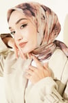 Gül Desenli Soft Eşarp Kum Bej