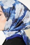 Gül Desenli Soft Eşarp Lacivert