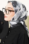 Gül Desenli Soft Eşarp Siyah