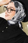 Gül Desenli Soft Eşarp Siyah