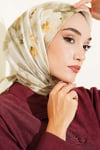 Gül Desenli Soft Eşarp Su Yeşili