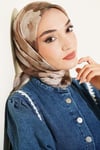 Gül Desenli Soft Eşarp Vizon