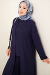 Hırkalı Yanları Yırtmaçlı Üçlü Takım Lacivert