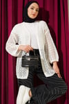 İnce Ajurlu Hırka Beyaz