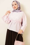 İp Kuşaklı Asimetrik Bluz Pembe