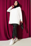 Kalp Detaylı Basic Tunik Ekru