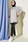 Kalp Detaylı Basic Tunik Gri