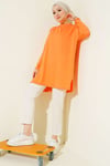 Kalp Detaylı Basic Tunik Oranj