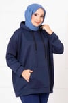 Kanguru Cepli Tesettür Sweatshirt İndigo
