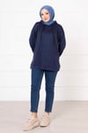 Kanguru Cepli Tesettür Sweatshirt İndigo