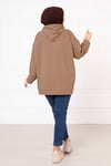 Kanguru Cepli Tesettür Sweatshirt Koyu Vizon