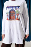 Kapı Baskılı Basic Tunik Beyaz