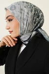 Kare Çizgili Bambu Kraş Eşarp Siyah
