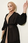 Katlı İkili Abaya Takım Bej