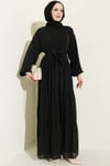 Katlı İkili Abaya Takım Siyah
