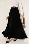 Kemerli Fermuarlı Basic Etek Siyah