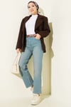Kemerli Mom Jeans Pantolon Açık Tint
