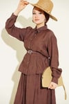 Kemerli Paisley Desen Etekli İkili Takım Kahve