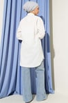 Kendinden Dik Çizgili Gömlek Beyaz