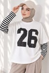 Kol Çizgili 26 Baskılı Tunik Siyah