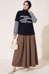 Kol Çizgili Baskılı Sweatshirt Lacivert