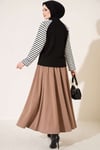 Kolları Çizgili Basic Sweatshirt Siyah