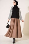 Kolları Çizgili Basic Sweatshirt Siyah