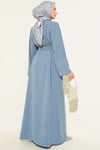 Kolları İnci Süslemeli Abaya Kayrak Grisi