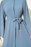 Kolları İnci Süslemeli Abaya Kayrak Grisi