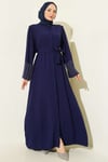 Kolları İnci Süslemeli Abaya Lacivert