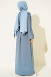 Kolları Pul Nakışlı Krep Abaya Kayrak Grisi