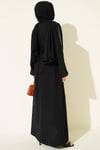 Kolları Pul Nakışlı Krep Abaya Siyah