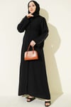 Kolları Pul Nakışlı Krep Abaya Siyah