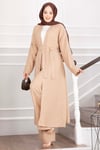 Kuşaklı Kimono Pantolon İkili Takım Camel