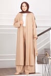 Kuşaklı Kimono Pantolon İkili Takım Camel
