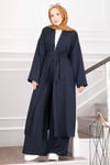 Kuşaklı Kimono Pantolon İkili Takım Lacivert