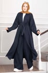 Kuşaklı Kimono Pantolon İkili Takım Lacivert