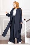 Kuşaklı Kimono Pantolon İkili Takım Lacivert