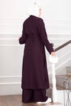 Kuşaklı Kimono Pantolon İkili Takım Mürdüm