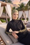 Leopar Garnili Tesettür Mayo Yeşil Olive
