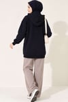 Leopar Kurdele Baskılı Üç İplik Sweatshirt Lacivert