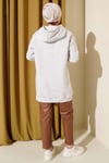 Leopar Kurdele Baskılı Üç İplik Sweatshirt Gri